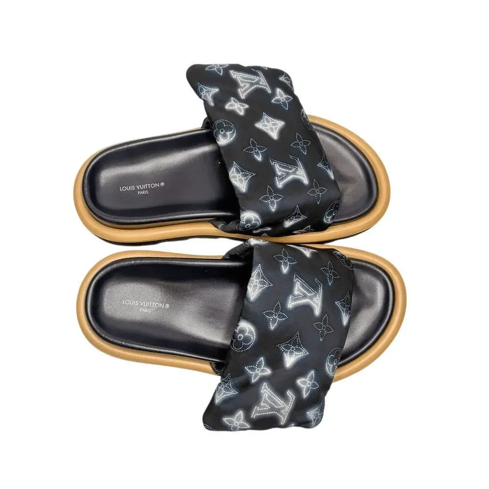 Louis Vuitton Pool Pillow Comfort Mule Slides EU 37 Marine Blue Monogram Flats